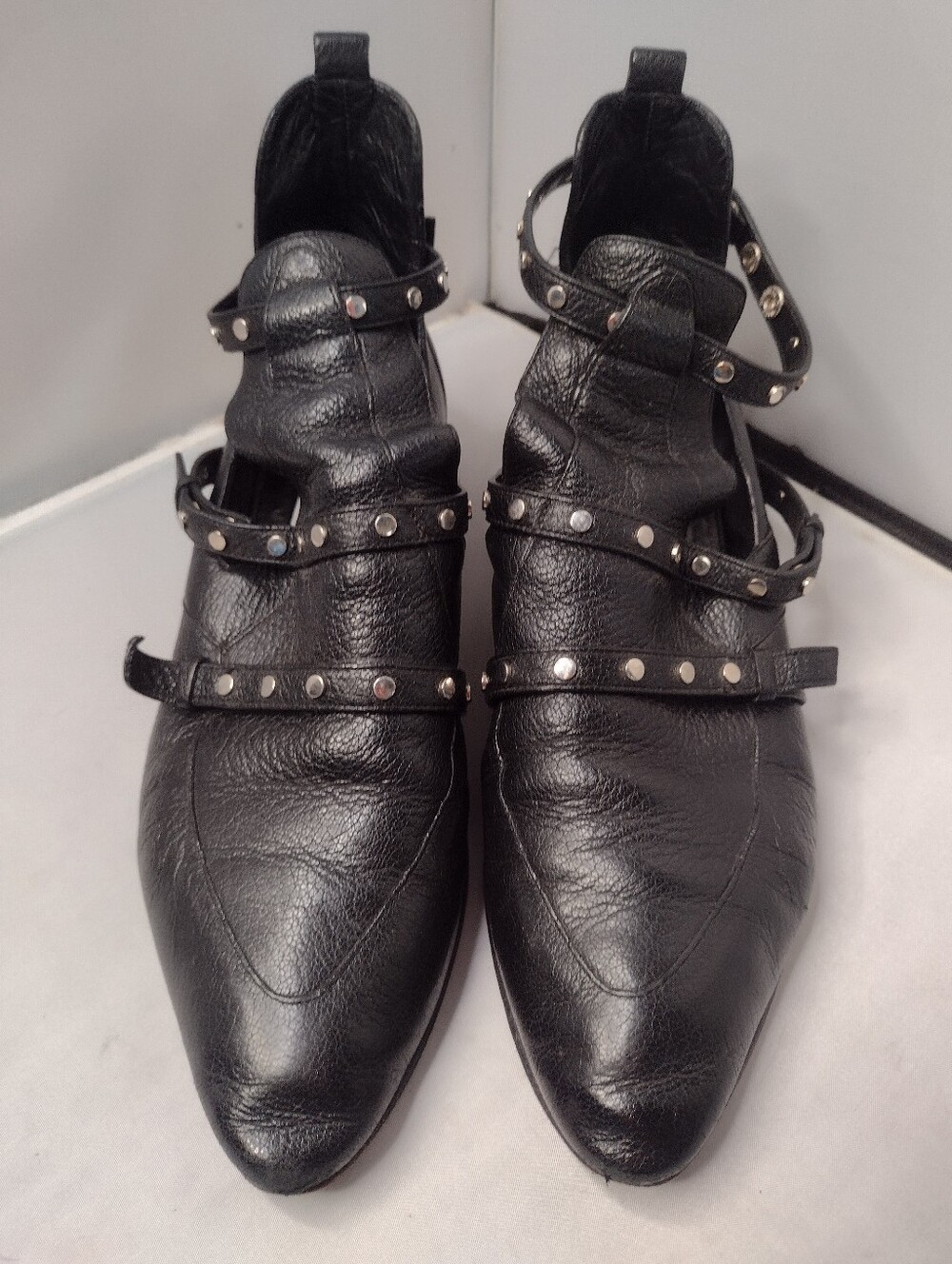 Jimmy Choo Harley Boots Ankle Boots Size 39 Black Studded Strappy R